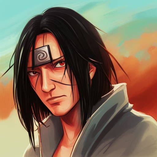 Hyperrealistic Itachi Uchiha Splash Art Portrait