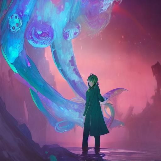 Sea Captain with Tentacle Hair, Detailed Digital Art