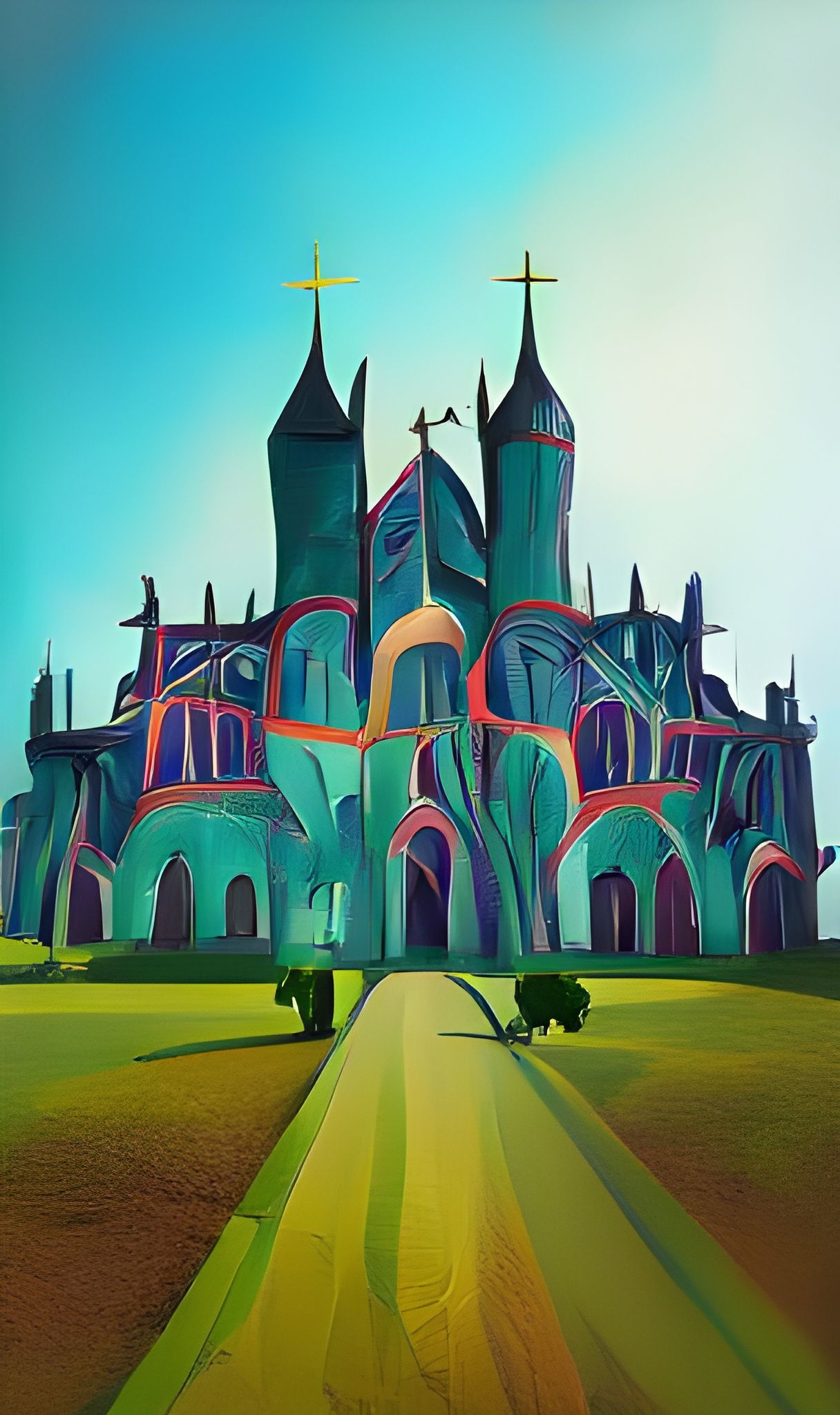 Cathedral in Fauvist Surrealism Style