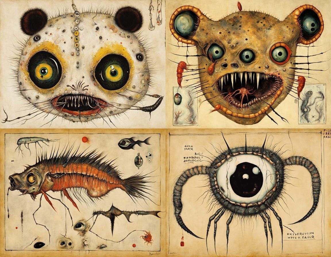 Surreal Nightmare: Mutant Zygote Creature in Horror Art