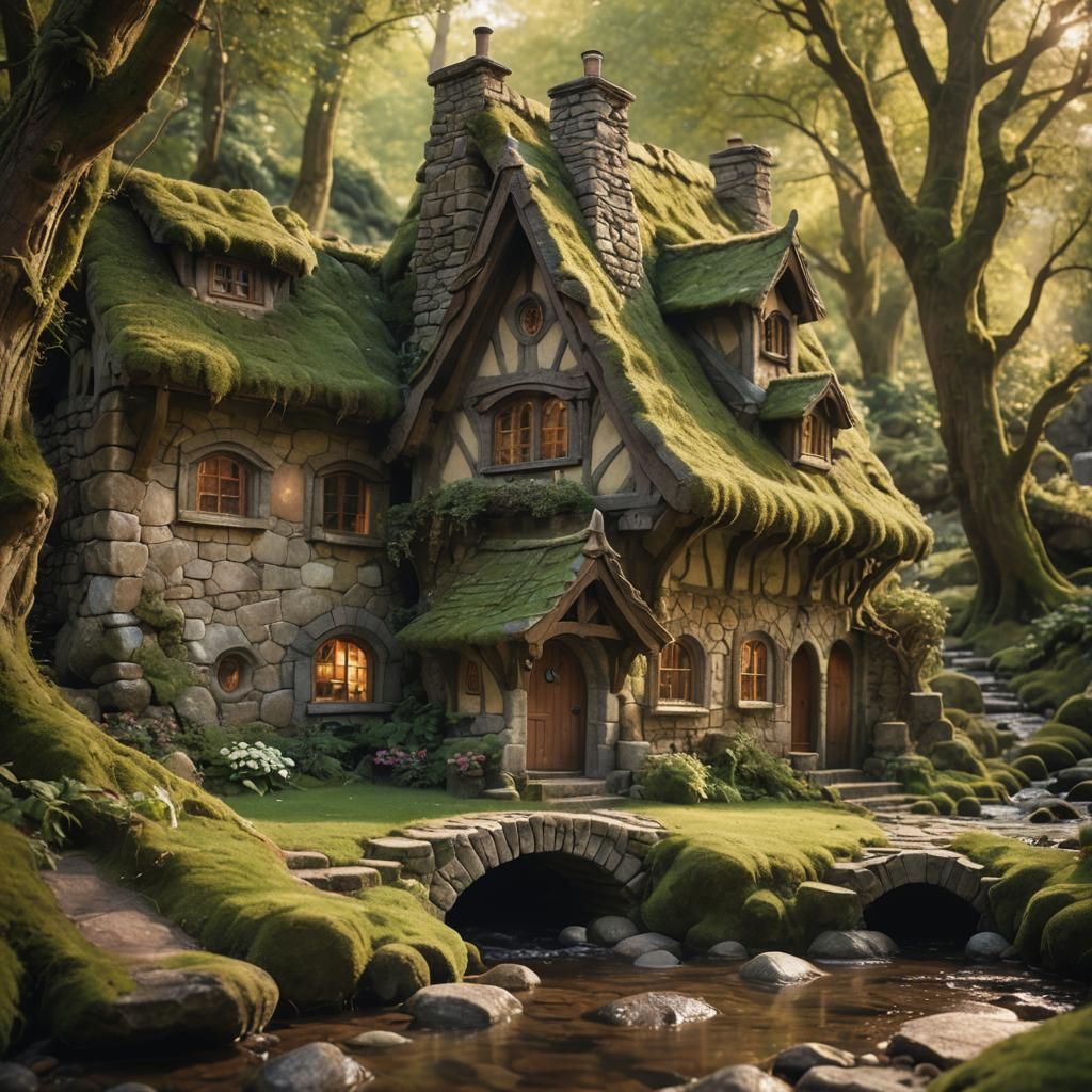 Sunlit Dwarf Cottage with Intricate Stonework