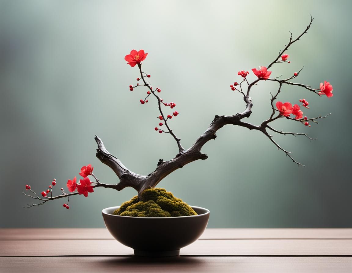 Elegant Minimalist Ikebana Still Life Photography