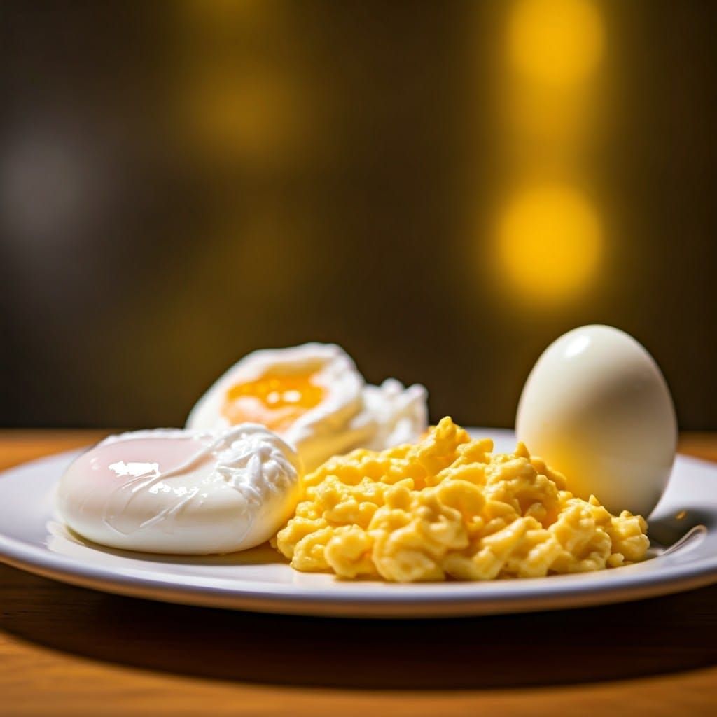 Stark Beauty of Poached and Scrambled Eggs in Elegant Compos...