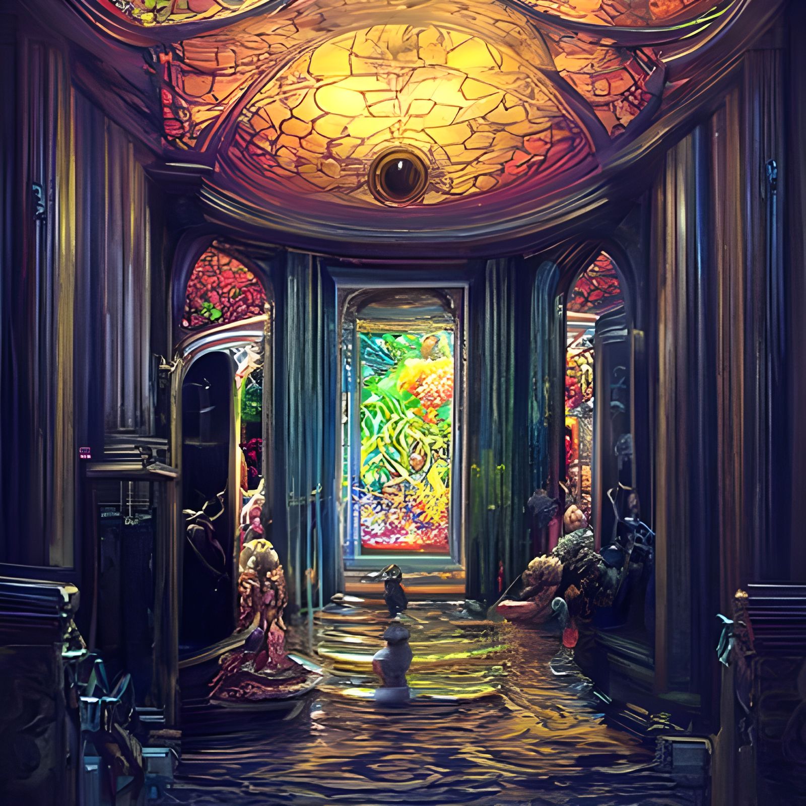 Goddess in Abstract Jugendstil: Hyperdetailed Artwork