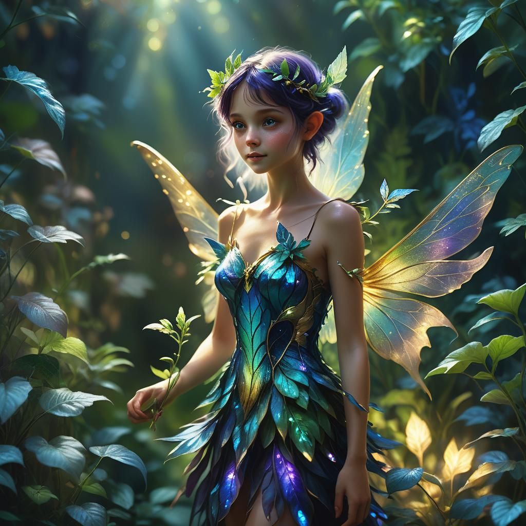 Enchanted Garden Sprite in Oil Painting Style