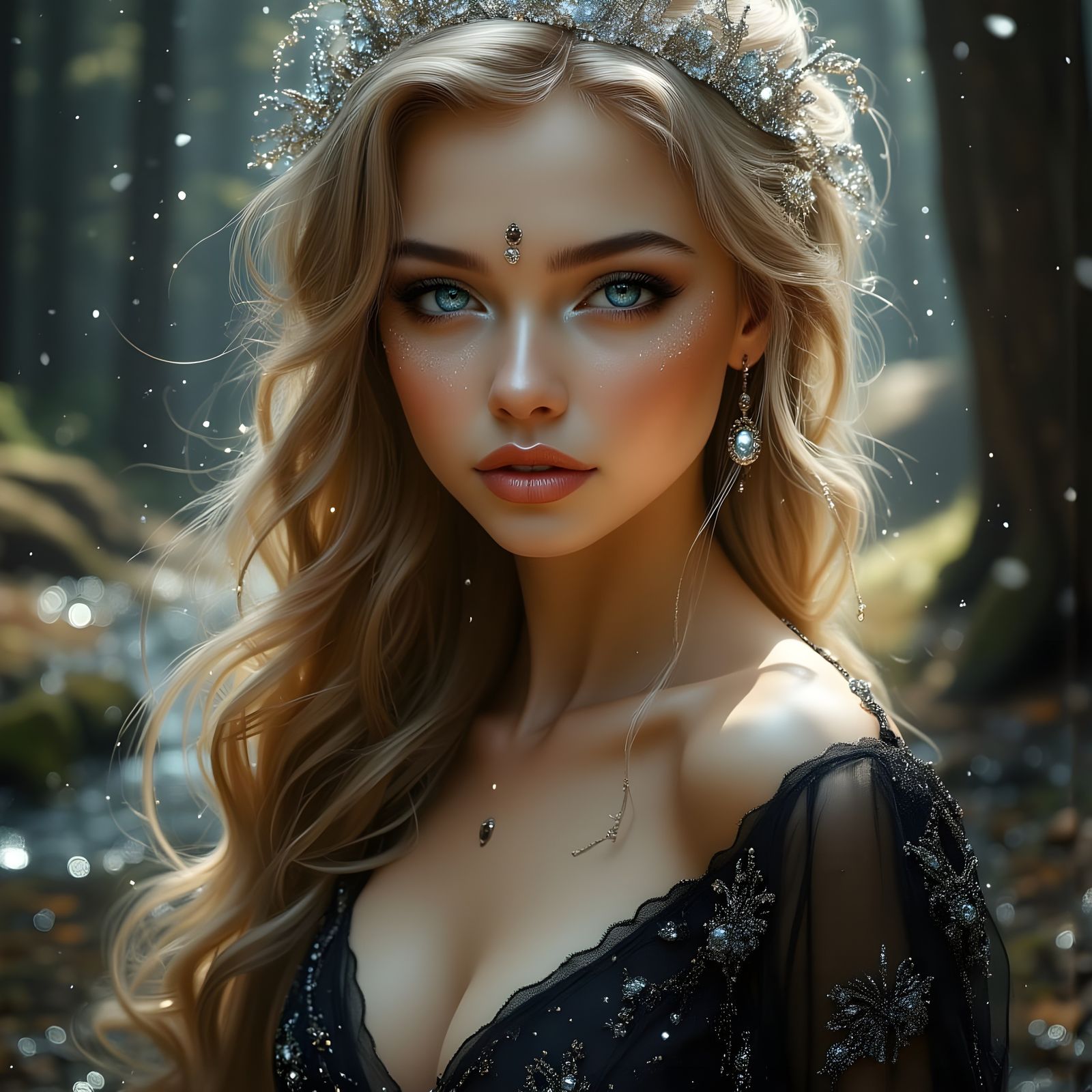 Norse Goddess Portrait in High Contrast Photorealism