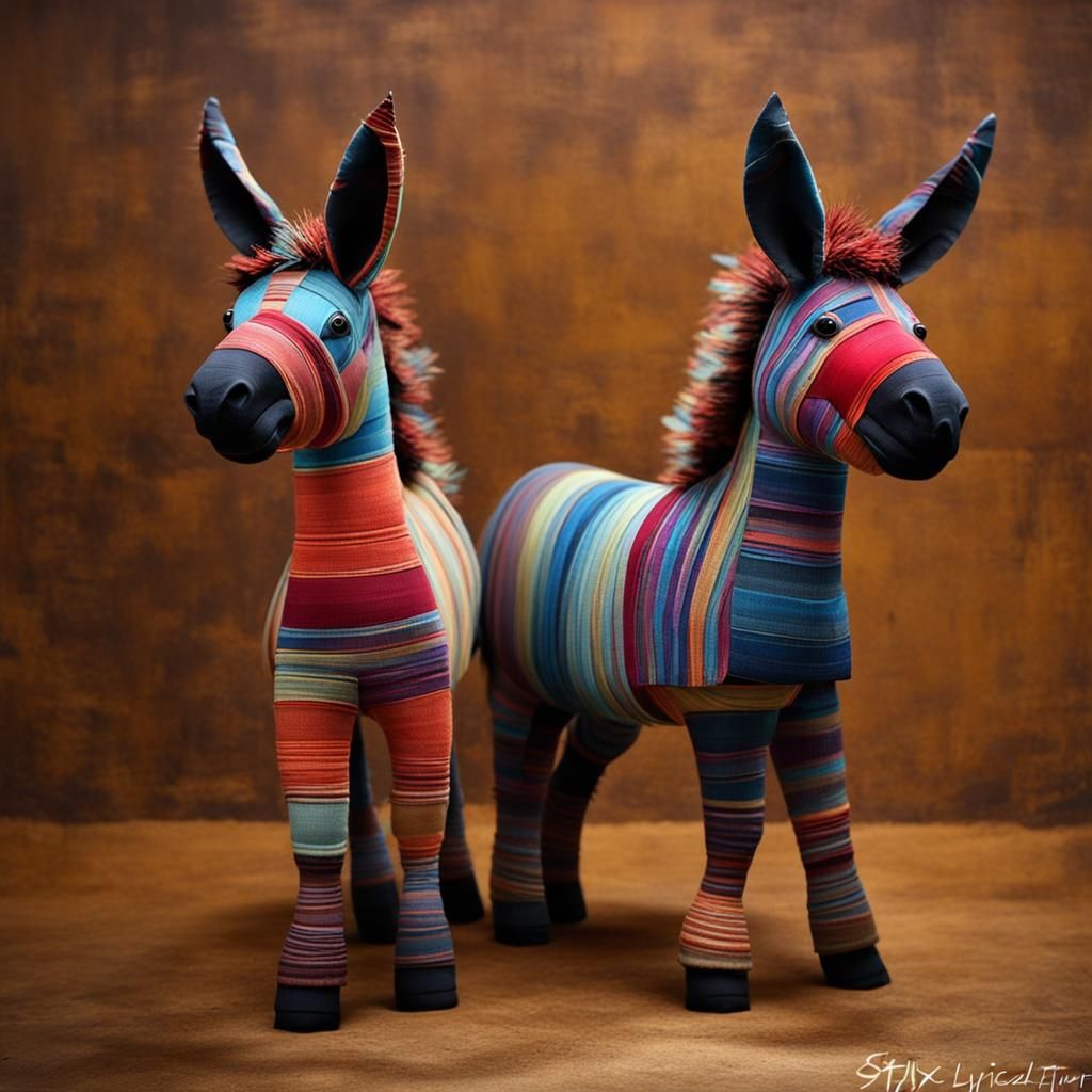 Cute Donkeys with Fabric and Sculpted Elements