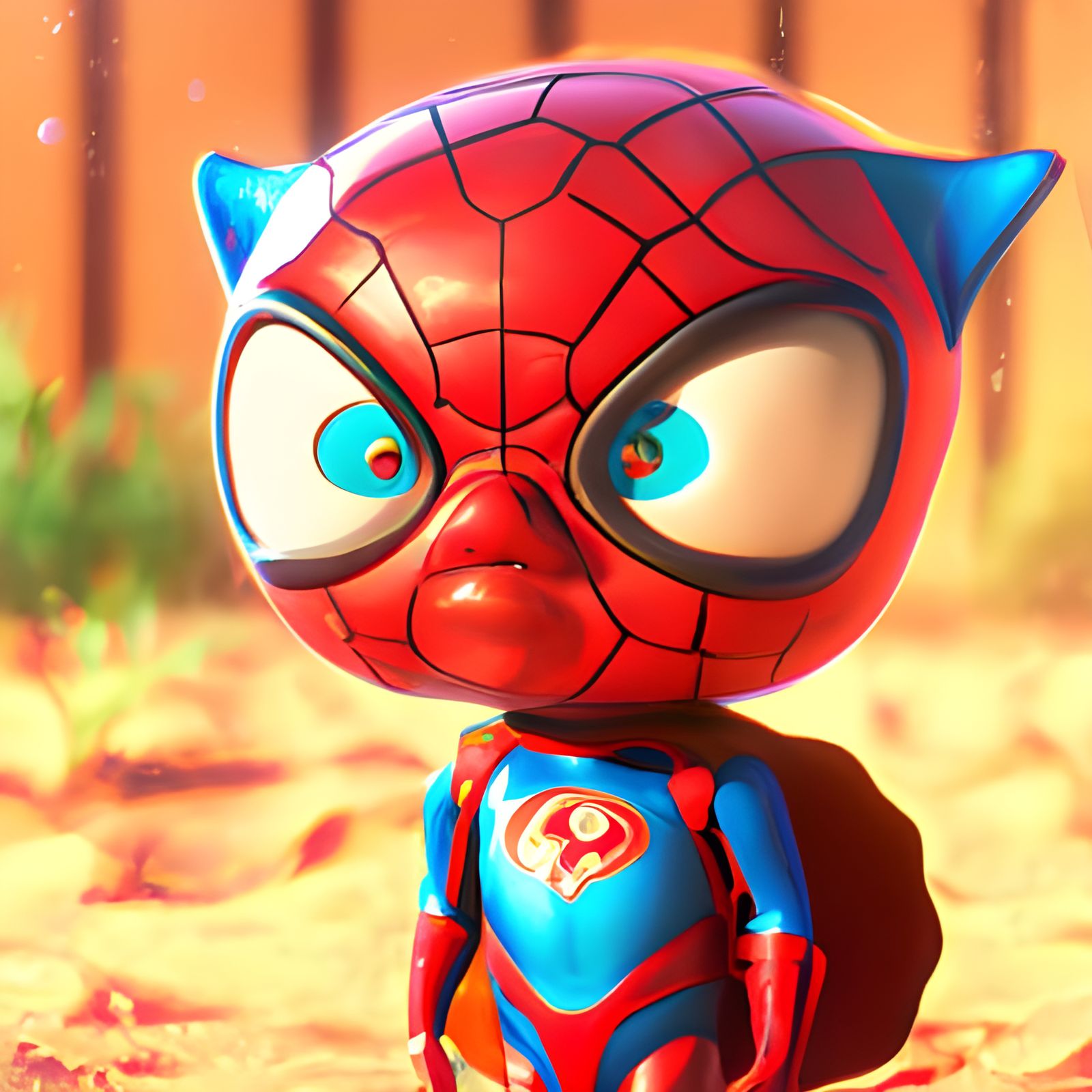 Chibi Pig in Spider-Man Suit Digital Illustration