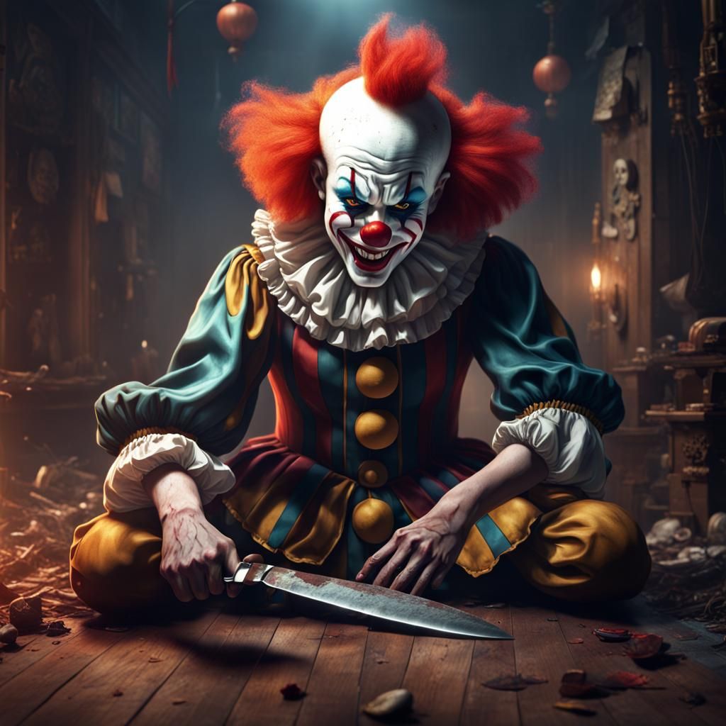 clown with a knife