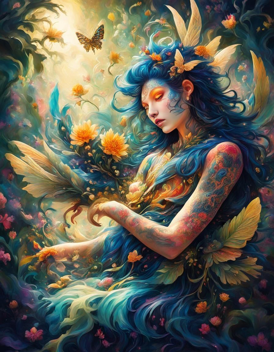 Psychedelic Flower Monster in Surreal Anime Style