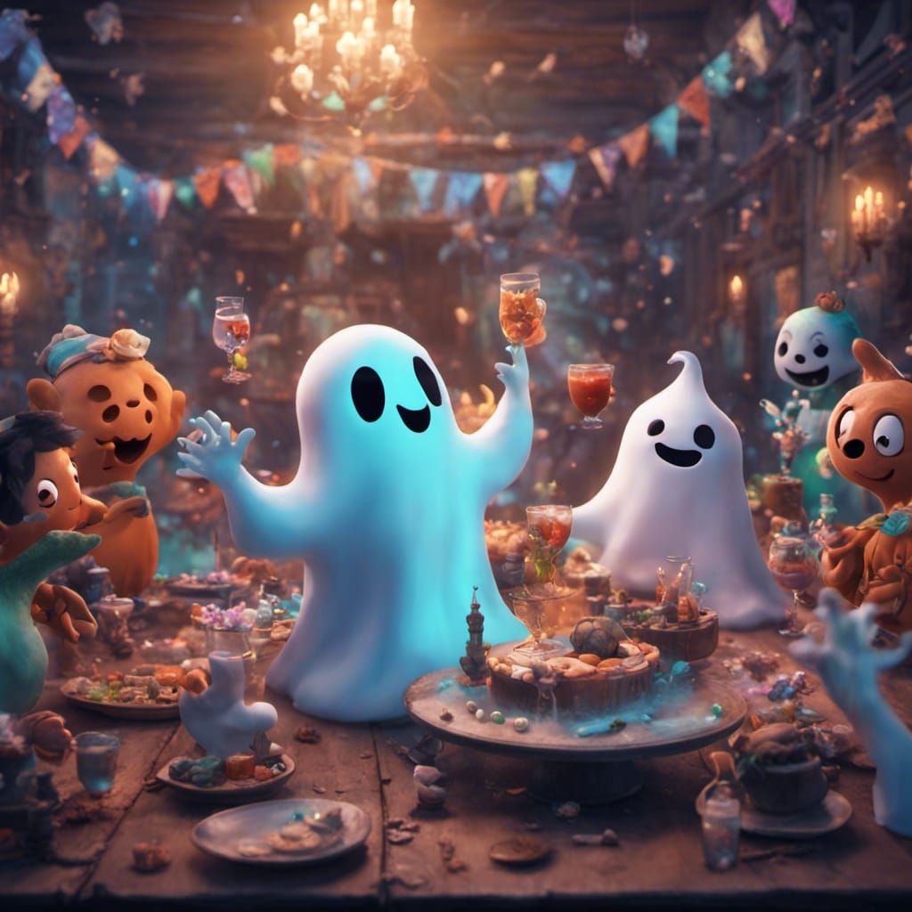 Ghost Party: Detailed Matte Painting in Deep Color