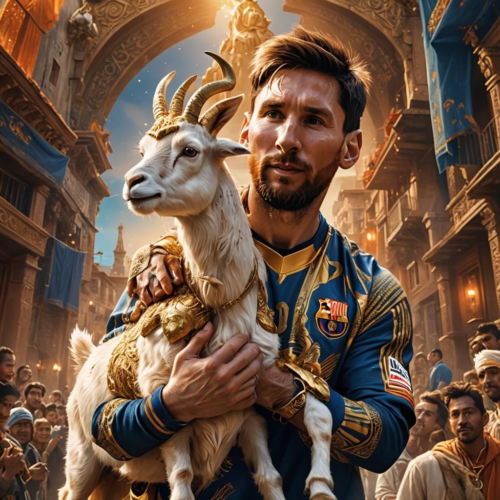 Messi and Golden Goat Fantasy Art