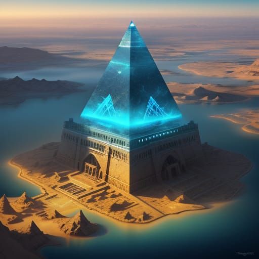 Water Pyramid in Desert, Digital Matte Painting