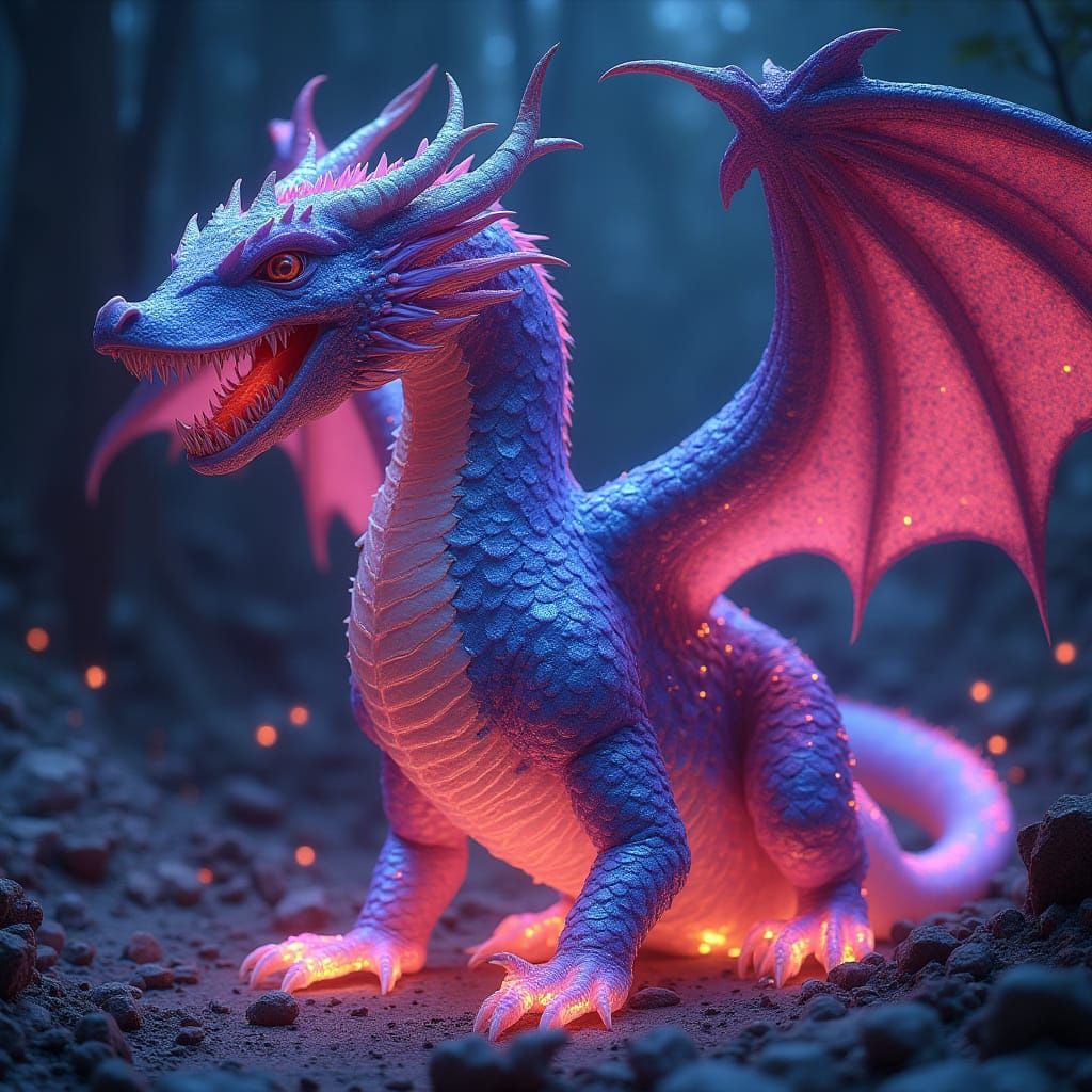 Majestic Nuclear Dragon in Vibrant, High-Tech Environment