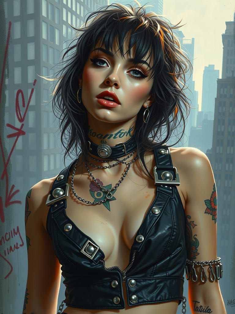 Sultry Femme Fatale in Dark, Edgy Portrait