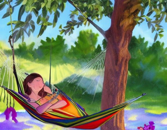 Whimsical Pillow Hammock Scene in Dreamy Light