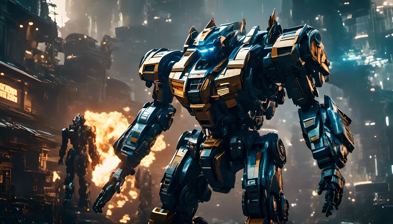 Epic Robot Battle in Futuristic City