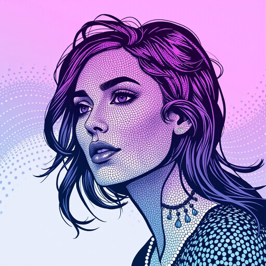 Ethereal Portrait in Vibrant Sequins