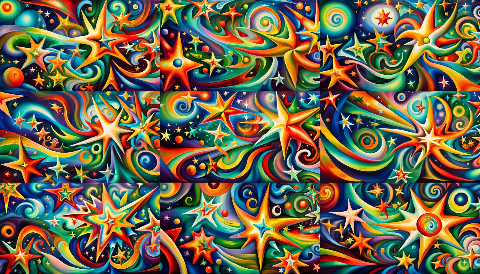 Iridescent Stars in Electro Magnetic Plasma Maelstrom