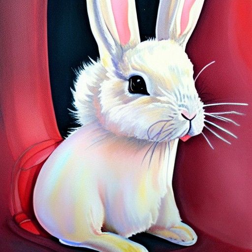 Detailed Gouache Painting of Bunny Group