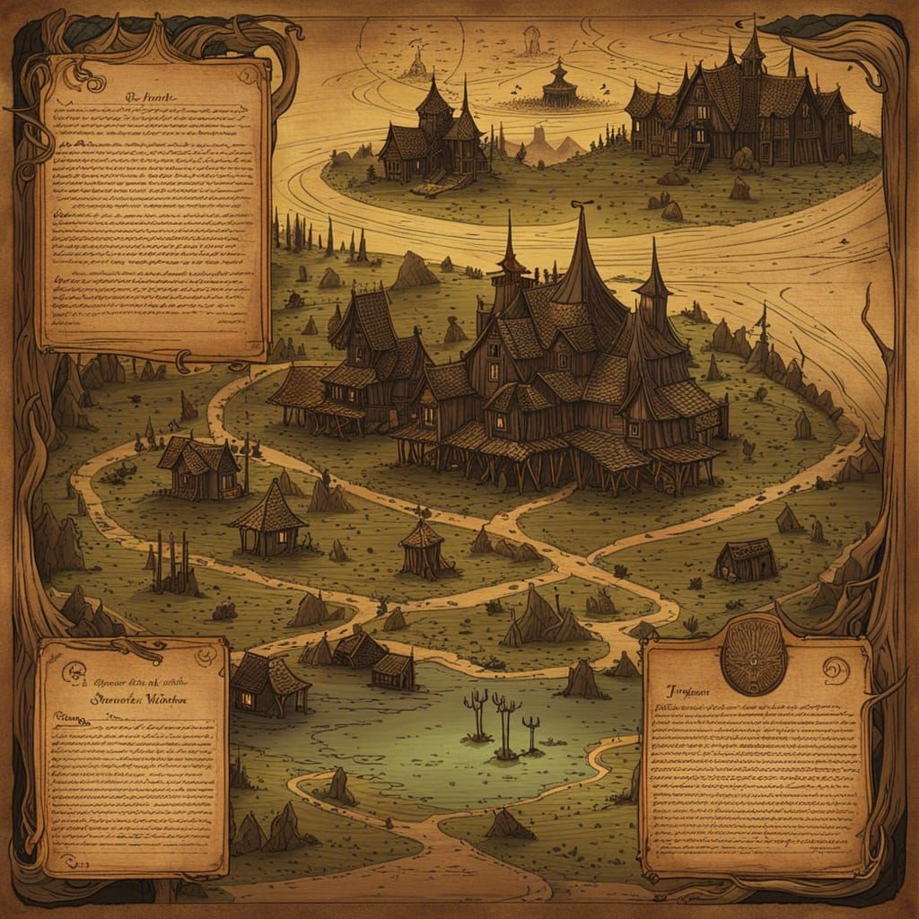 Spooky Fantasy Witch Swamp Map Art