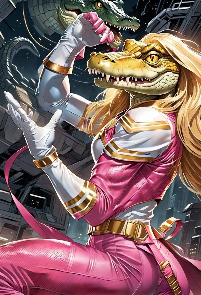 Anthro Crocodile Superhero in Comic Book Style