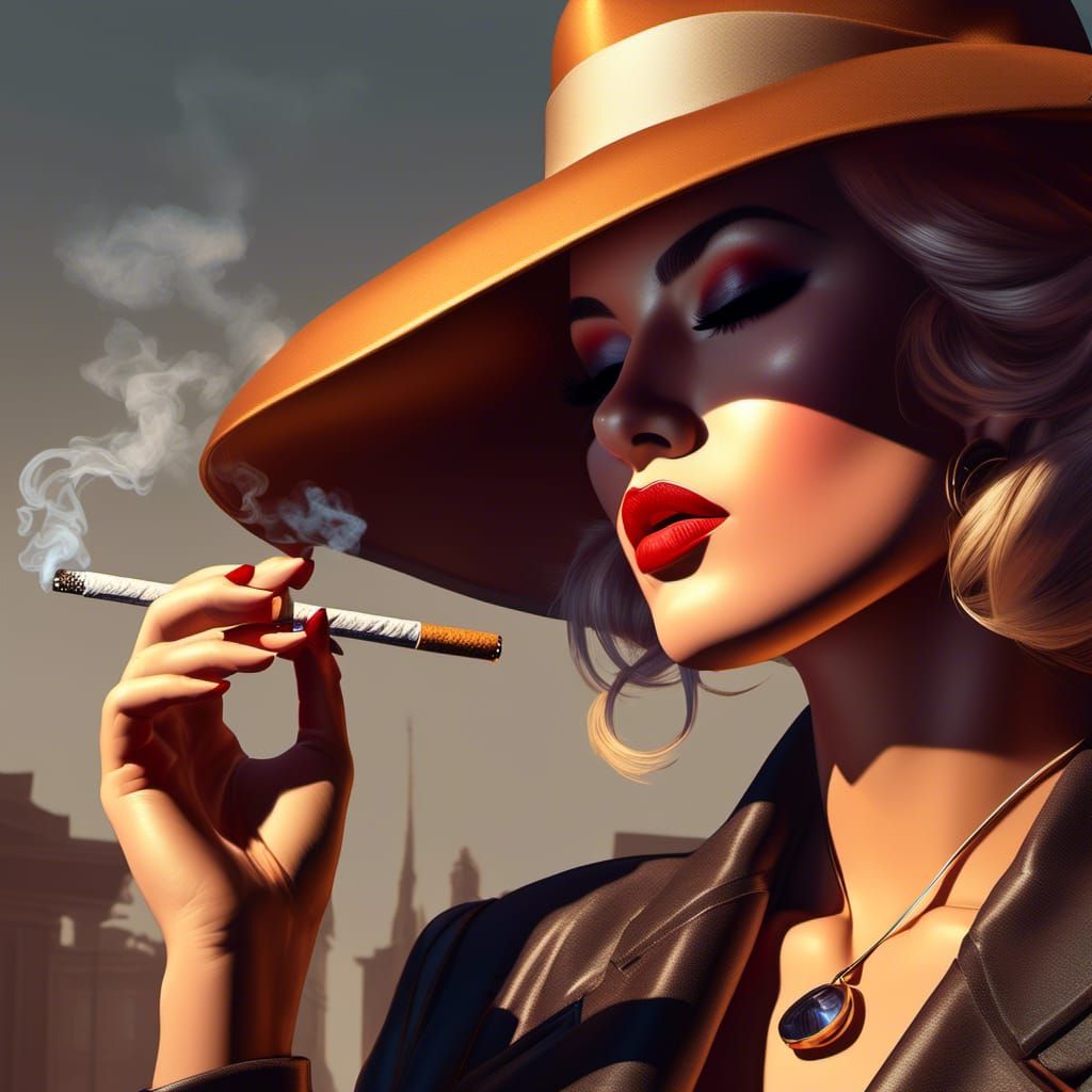 Film Noir Femme Fatale in Golden Hour Lighting