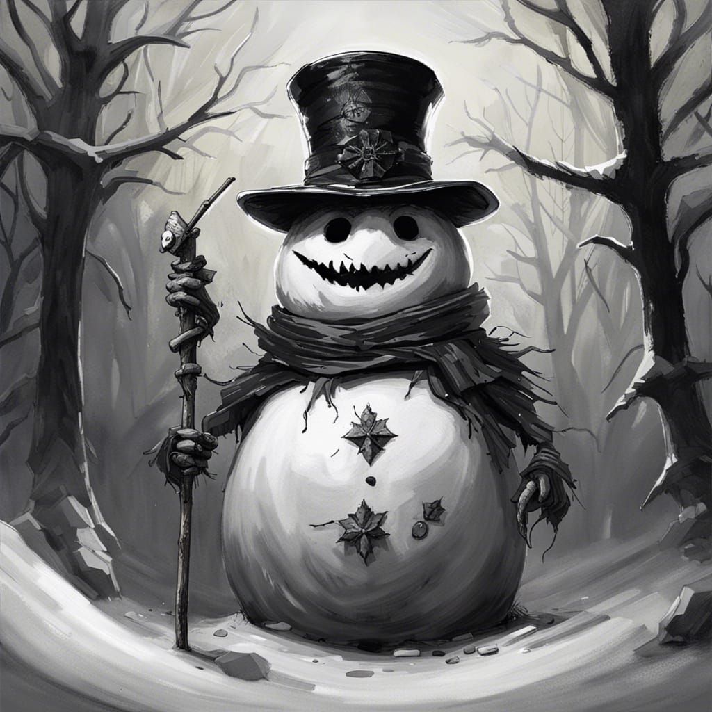 High Gothic Snowman in Dead Woodland