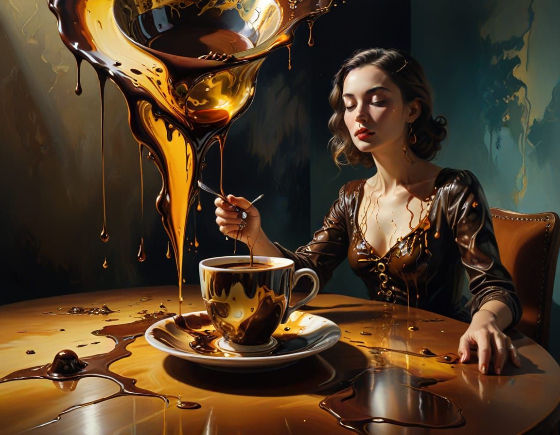 Surreal Chocolate Dreamscape in Vibrant Oil Painting Style