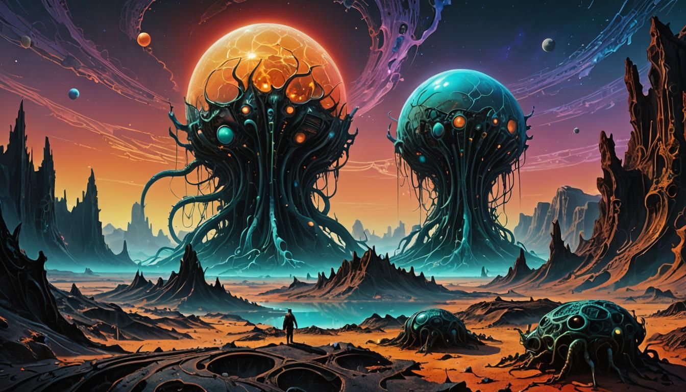 Germling on Barren Planet in Sci-Fi Style