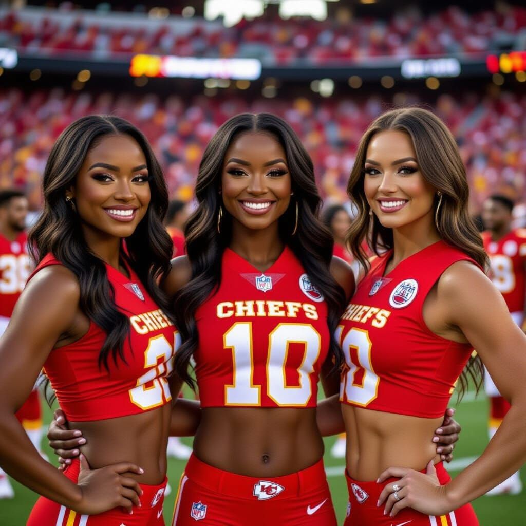 Kansas City Chiefs Cheerleaders in Hyperrealistic Style