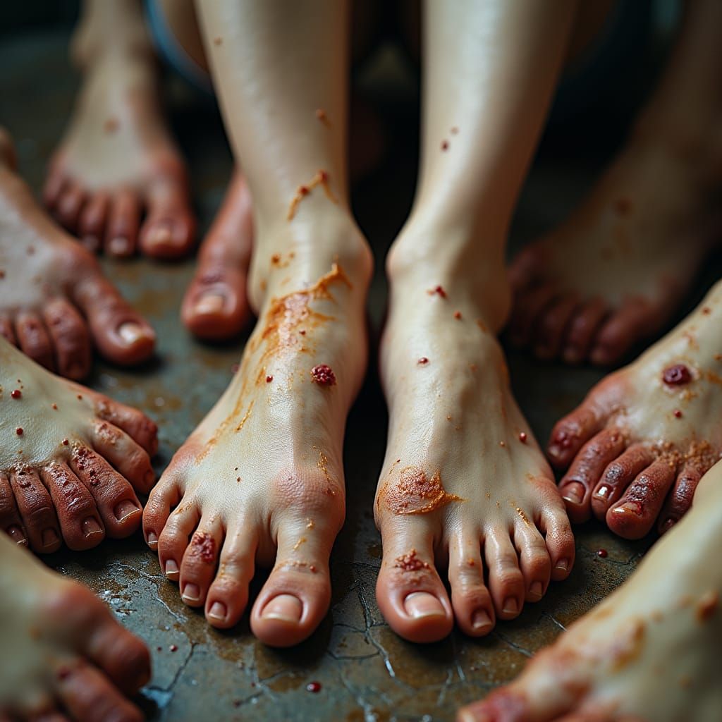 Gross Close-Up of Neglected Feet in Biomechanical Art Style
