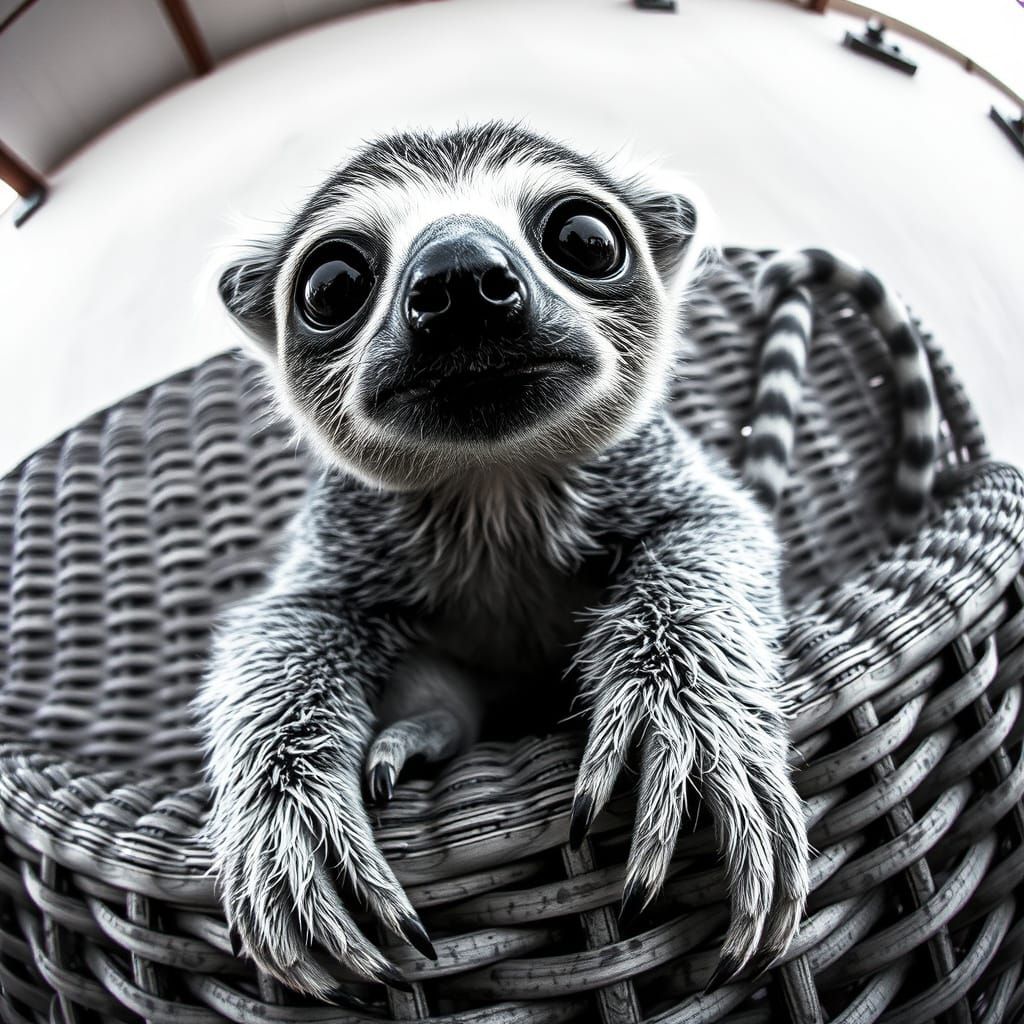 Futuristic Sloth in Distorted Perspective