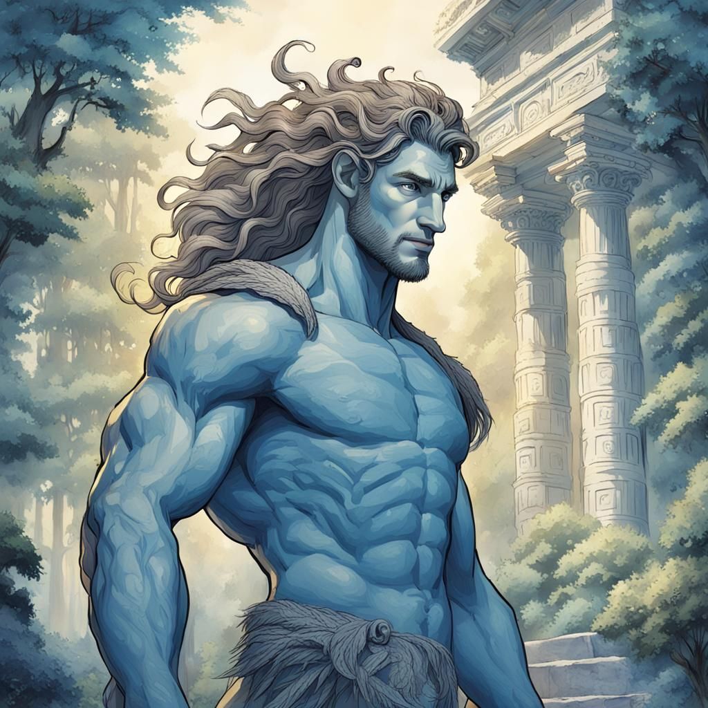 Handsome Centaur with Ancient Greek Temple