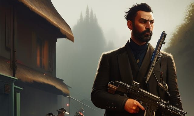 Elegant Fantasy Gangster Portrait in Trending Digital Art St...