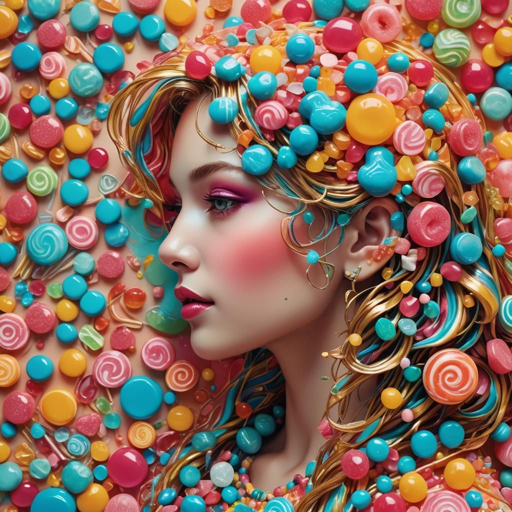 Candy Woman Portrait in Vibrant Fantasy Style