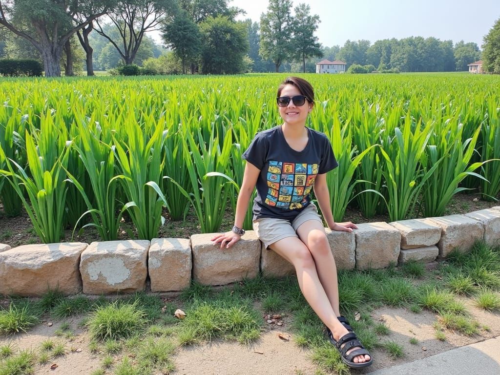 Impressionistic Serene Landscape Painting with Sunlight