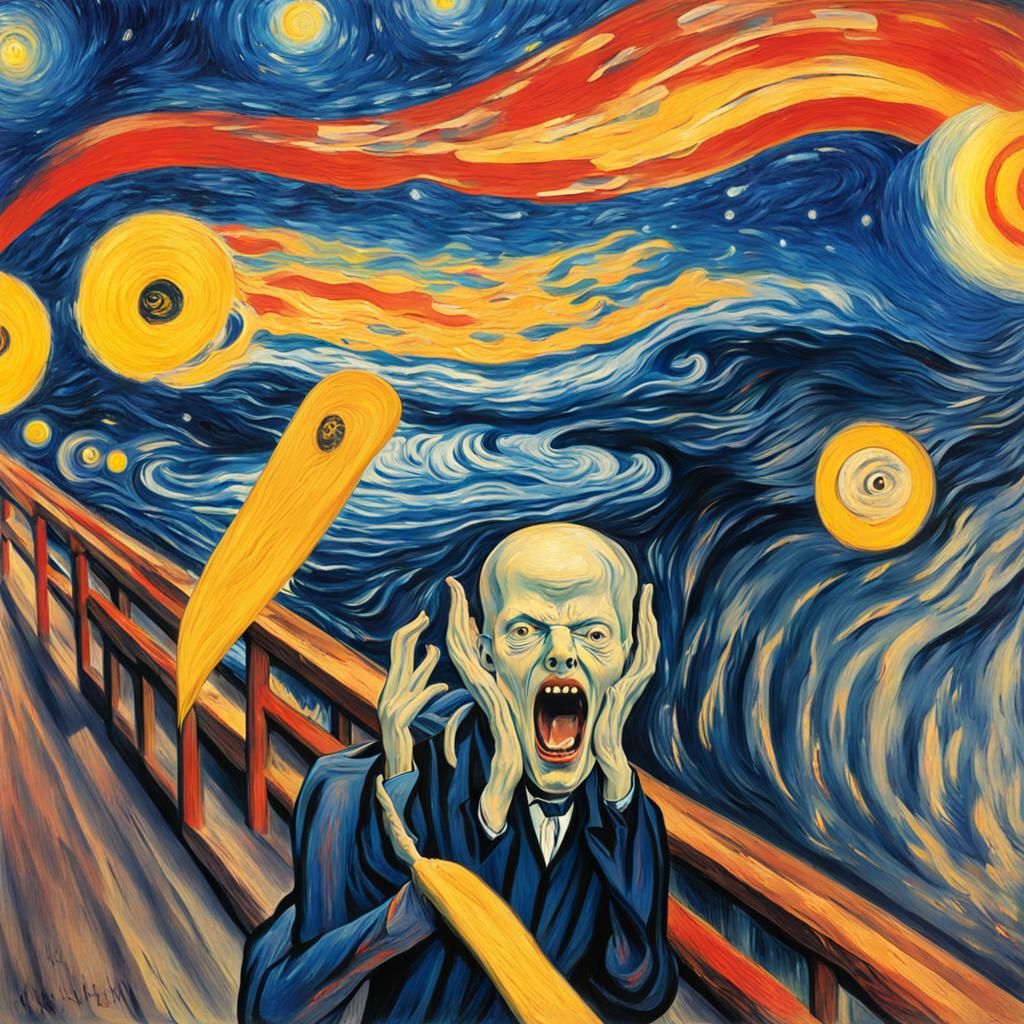 Horrific Scream Painting in Van Gogh Style