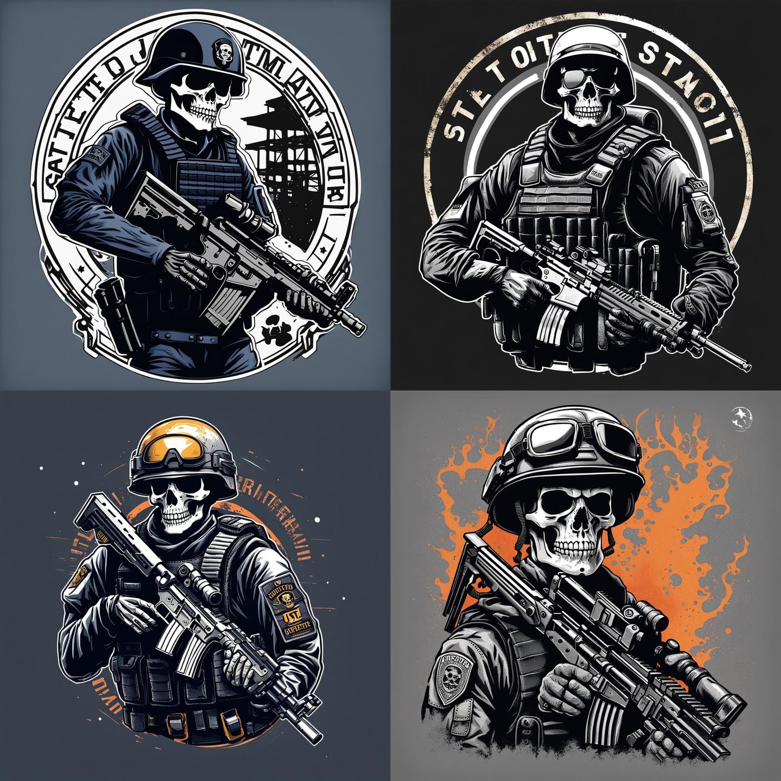 Skeleton SWAT Officer T-Shirt Design