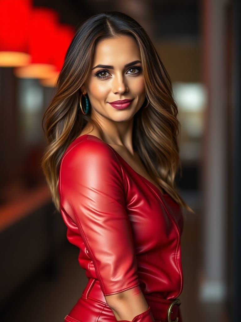 Chrystia Freeland in Sophisticated Red Leather Portrait