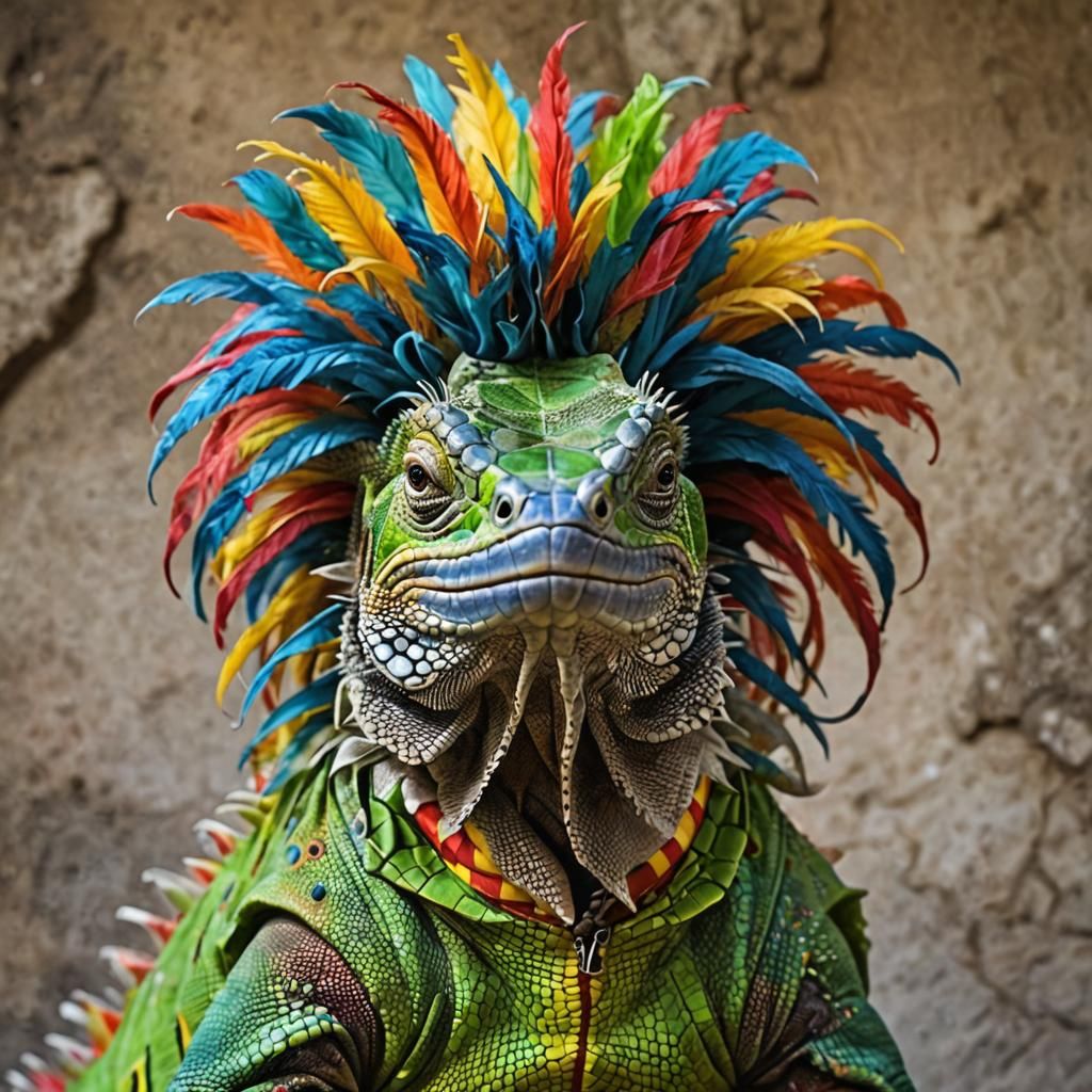Iguana in Luxurious Clown Wig