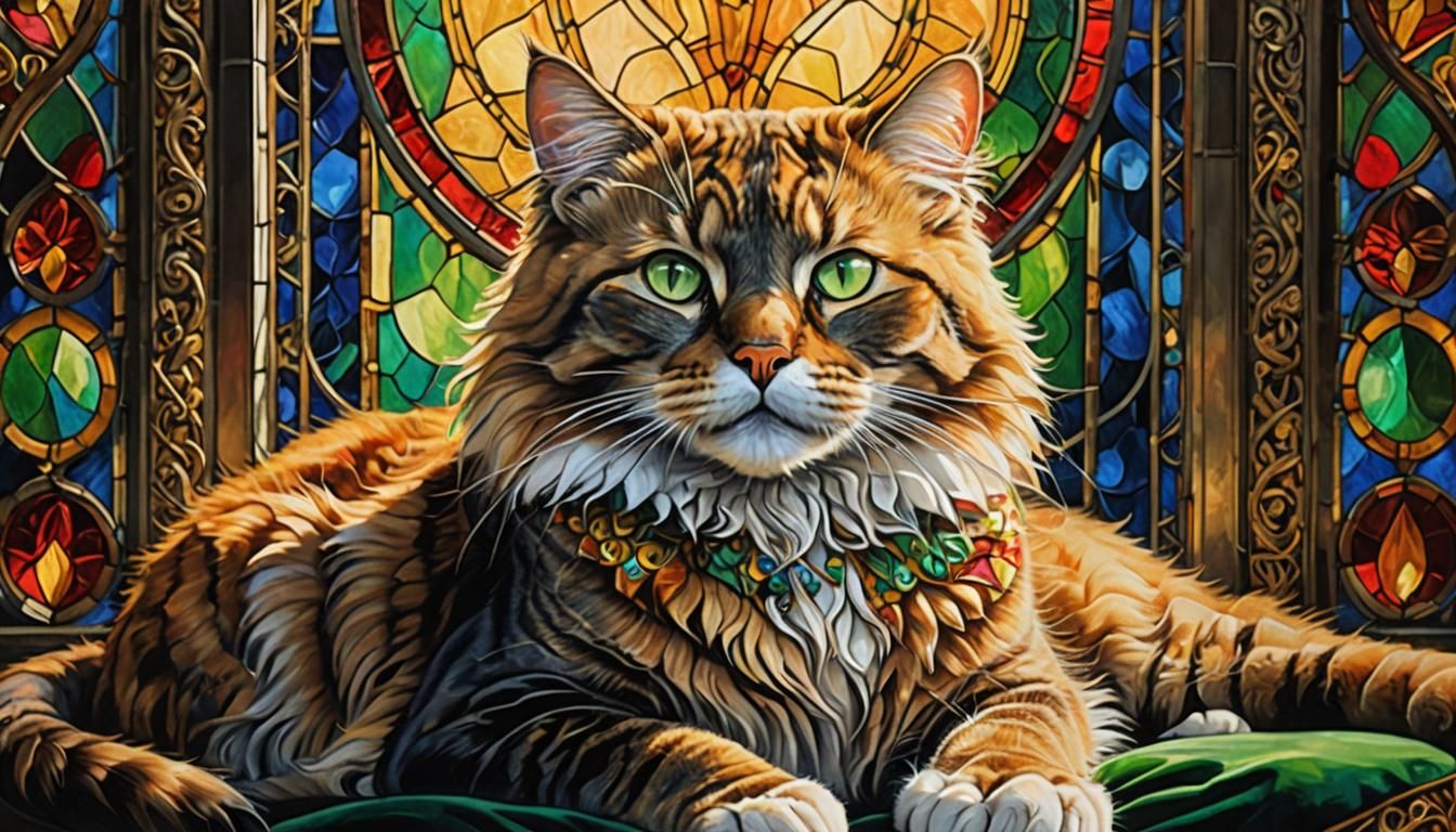Majestic Cat Portrait in Triadic Colors