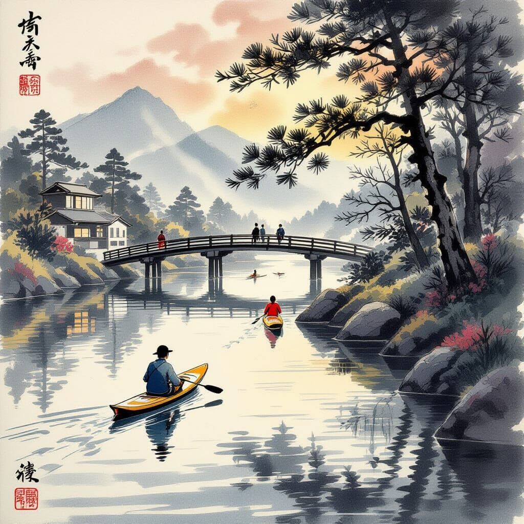 Roadside Nature Sounds: An Ukiyo-e Inksplash Masterpiece