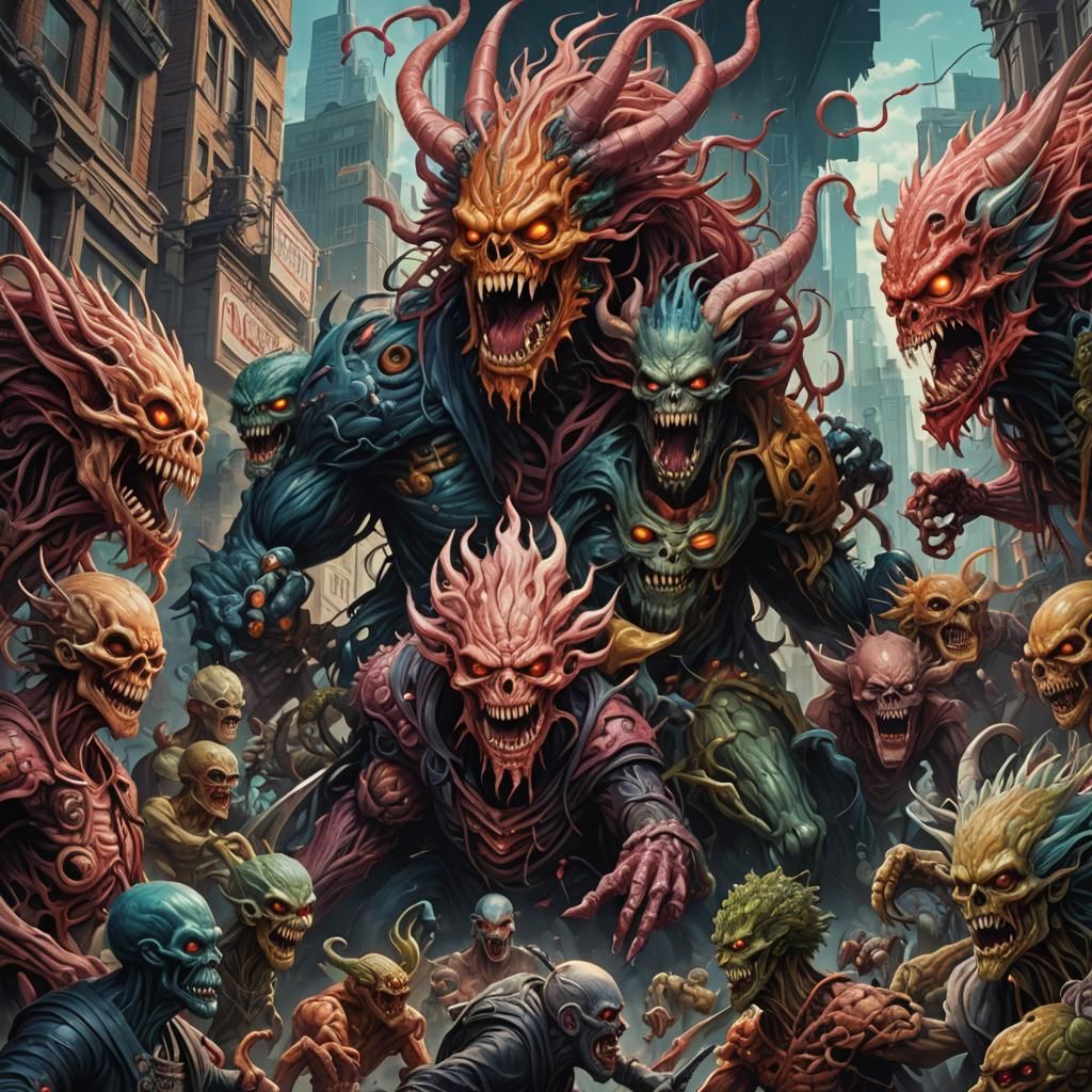 Monstrous City Battle: Fantasy Art Album Cover
