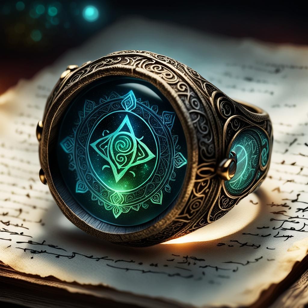 Luminescent Elf Ring on Ancient Parchment