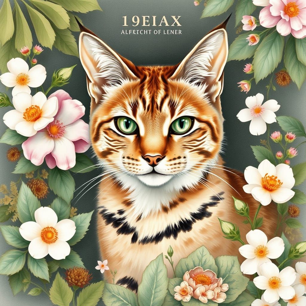 Elegant Lynx Cat in Classical Watercolour