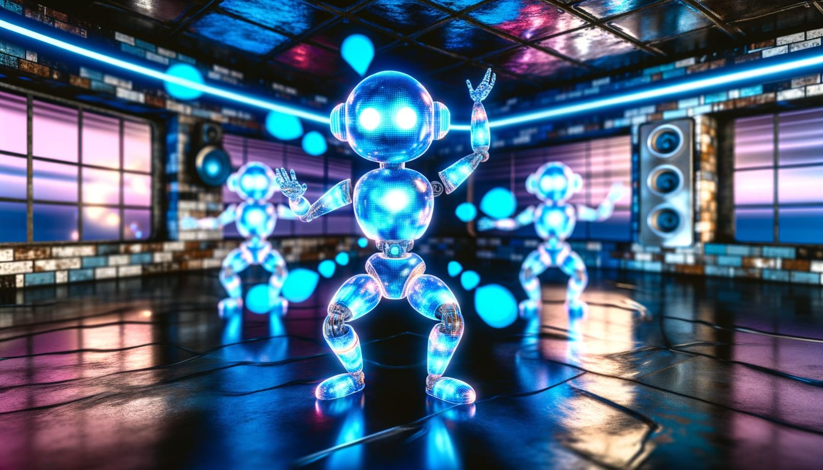 Futuristic AI Grok Dancing to Rock Music