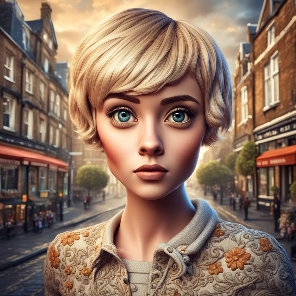 Cartoon Portrait of a Beautiful British Lady