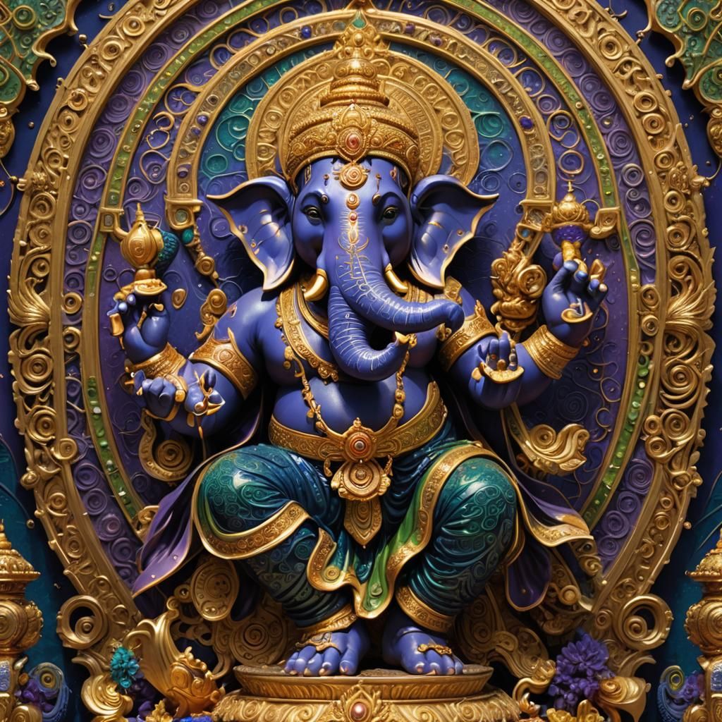 Ornate Ganapati Sculpture in Moebius Style