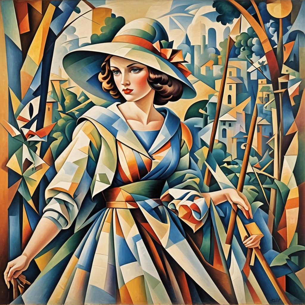 Abstract Cubist Portrait of Little Bo Peep